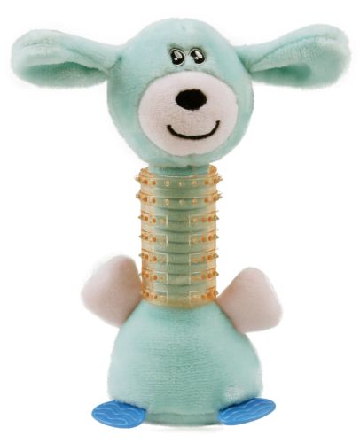 Pet Life Totty-Chew' Plush and Rubber Squeaking Newborn Teething Cat and Dog Toy